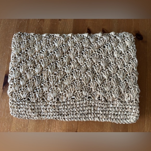 Serpui Marie Woven Straw Clutch with Colorful Pom-Poms Design - Picture 7 of 8